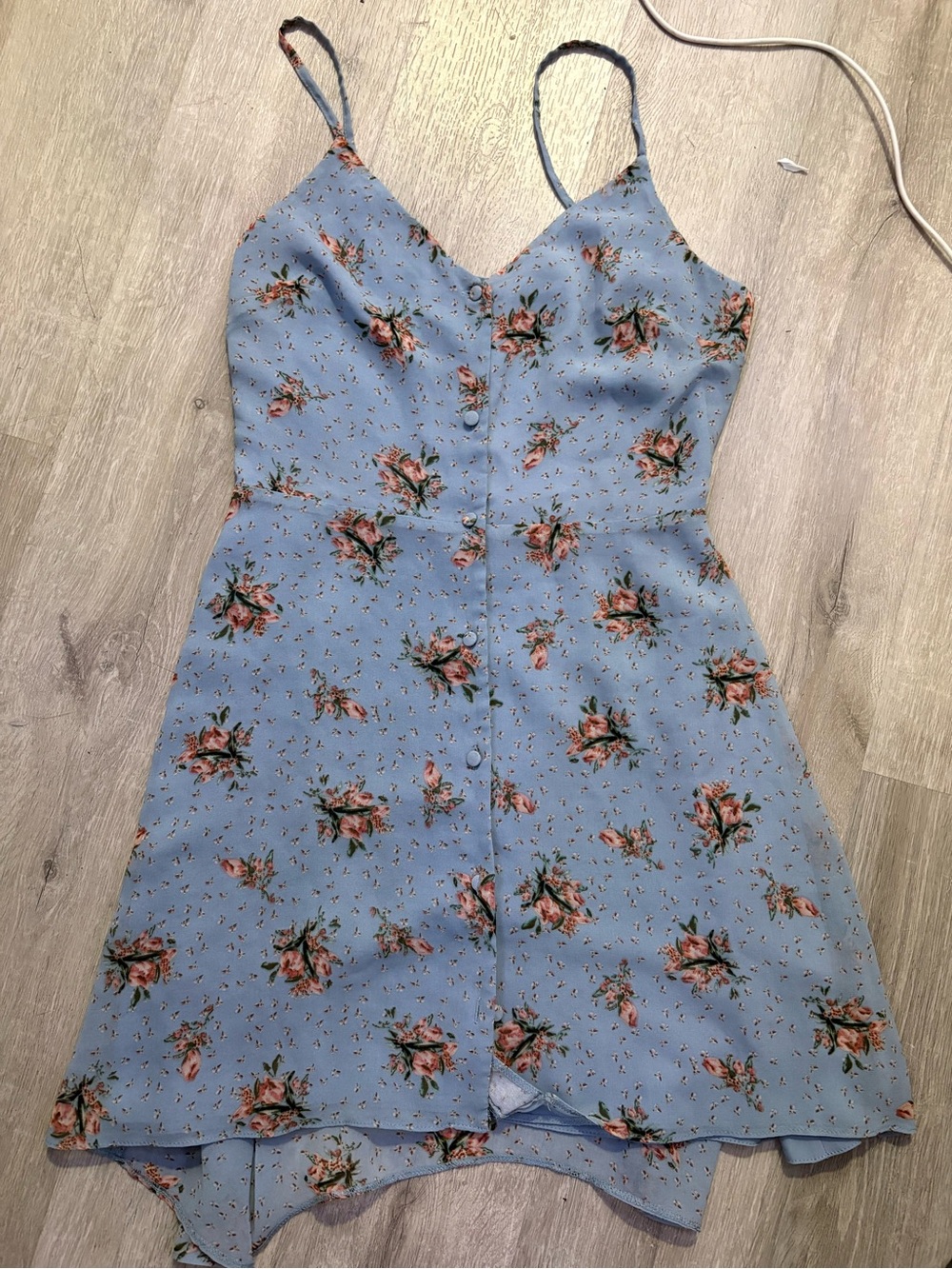 Topshop Blue Floral Button-Front Mini Dress